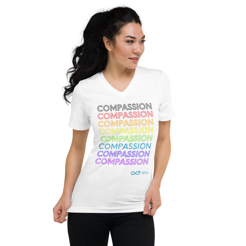 Compassion English - Unisex V-Neck - Rainbow Black Print