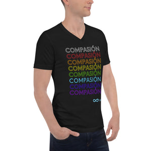 Compassion Spanish - Unisex V-Neck - Rainbow White Print