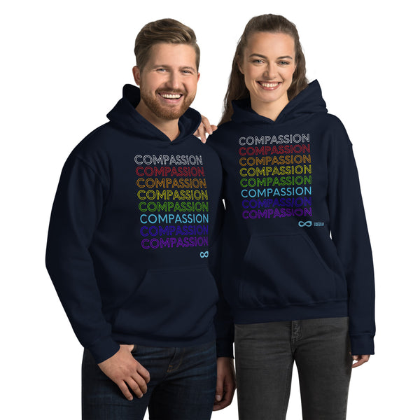 Compassion English - Unisex Hoodie - Rainbow White Print