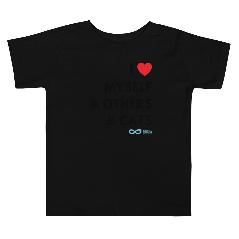 I Love Myself & Others & Cats - Toddler Tee - Black Print