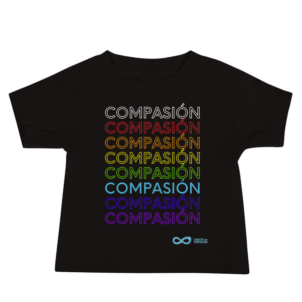 Compassion Spanish - Baby Tee - Rainbow White Print