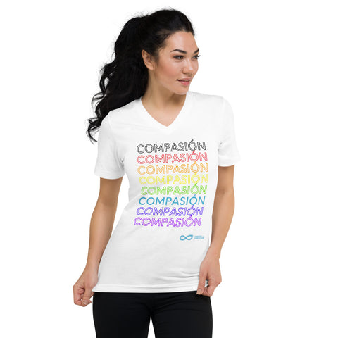Compassion Spanish - Unisex V-Neck - Rainbow Black Print