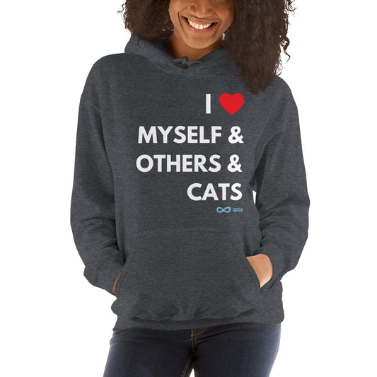 I Love Myself & Others & Cats - Unisex Hoodie - White Print