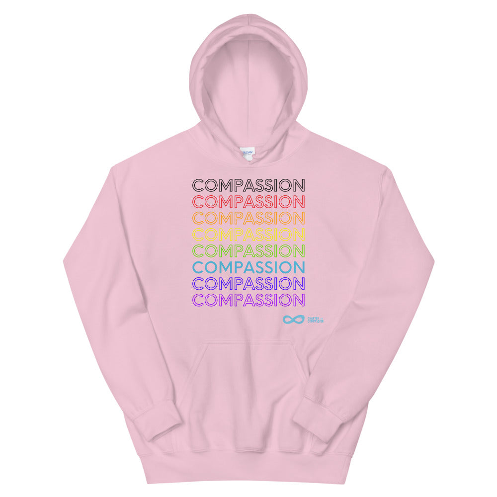 Compassion English - Unisex Hoodie - Rainbow Black Print