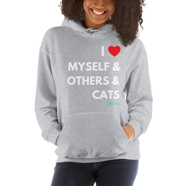 I Love Myself & Others & Cats - Unisex Hoodie - White Print