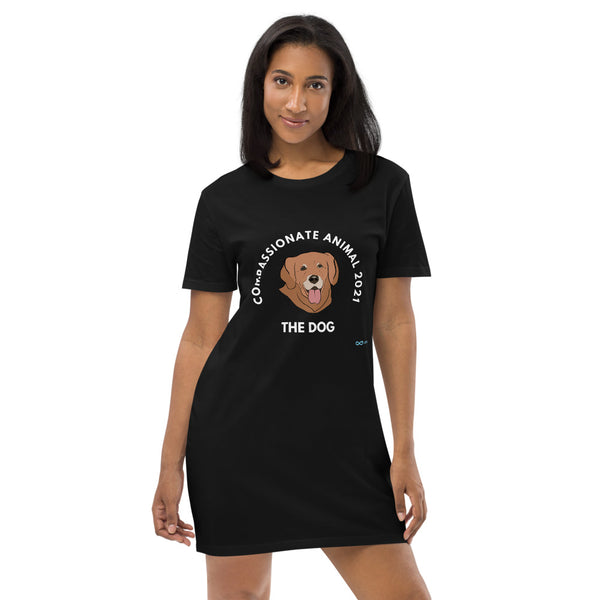 Earth Day Compassionate Animal 2021 DOG - Organic cotton t-shirt dress, night shirt - NO BACK LOGO