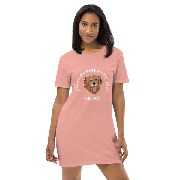 Earth Day Compassionate Animal 2021 DOG - Organic cotton t-shirt dress, night shirt - NO BACK LOGO