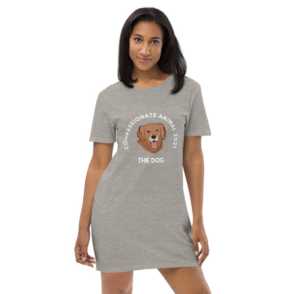 Earth Day Compassionate Animal 2021 DOG - Organic cotton t-shirt dress, night shirt - NO BACK LOGO