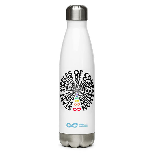 Rainbow Ripples of Compassion - Stainless Steel Water Bottle